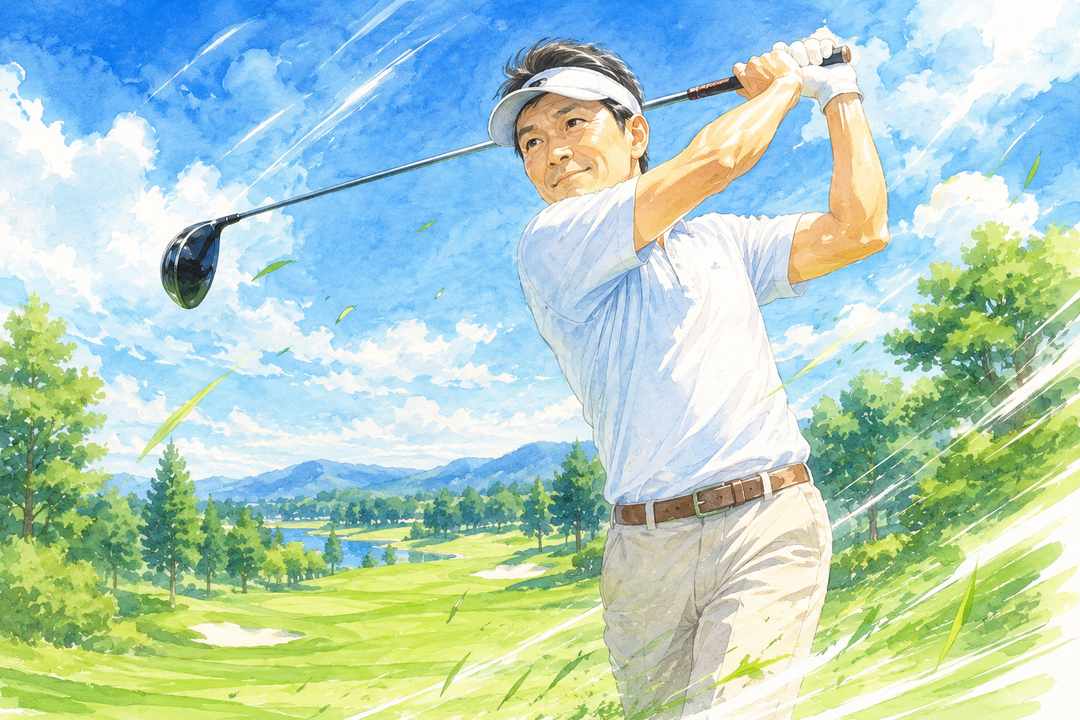 クラブを速く振り抜くスイングのイラスト